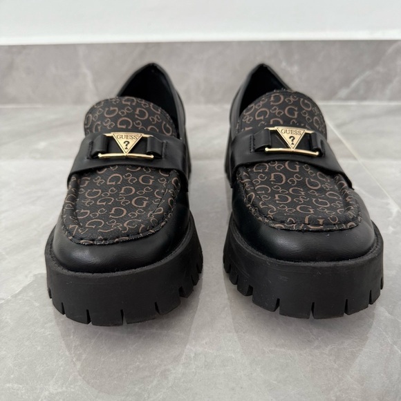 Women’s Guess Chunky Platform G Patterned Loafers Shoe Gold Buckle Size 8.5 - Picture 3 of 16